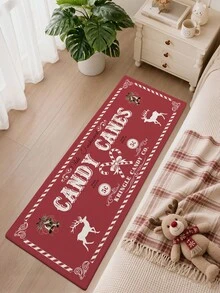1pc Vintage Christmas Runner Rug, Kitchen Mat Suitable For Bathroom, Kitchen, Outdoor, Hallway, Bedroom, Living Room, Machine Washable Easy To Clean, Non-Slip Entryway Mat, Bedroom Decor Autumn Decoration Rug Accessory - Multicolor - View 4