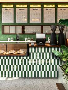 WoStick 1/10/20pcs Green Self-Adhesive Subway Tile Wall Stickers, 3D Glossy Self-Adhesive Tile Stickers, Suitable For Rental Home Kitchen Bathroom Wall Decor - Green and White Long Strip - View 6