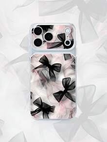 1pc Transparent Black Large Bow Pattern Full Coverage Lens Protection Anti-Drop Anti-Collision Personalized Phone Case Suitable For IPhone 16 Pro Max 17/16/15/14/13/12/11 Air - Multicolor - View 1