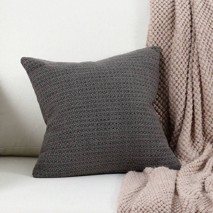 1PC TEXTURED BOUCLE CUSHION COVER - Dark Grey - View 1
