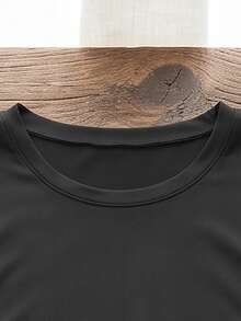 Plus Size Women's Leopard "Praise The Lord" Faith Letter Graphic Long Sleeve Tee, Moderate Stretch Crewneck Loose Christian Casual Fall Top - Black - View 8