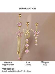 3pcs Women Heart, Bow, Flower, Butterfly Teardrop Navel Piercing Jewelry Set, Suitable For Beach, Holiday, Party, Occasions - 3 Pieces - View 10