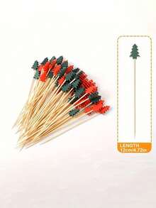 50pcs Christmas Tree Cocktail Picks - Holiday Food Skewers, Suitable For Fruit, Burgers, Cupcakes And Appetizers, Party Decoration - Multicolor - View 4