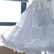 1pc A-Line Lolita Petticoat, Lightweight White Ruffle Cute Gothic Y2K Aesthetic Streetwear Underskirt - White - View 3