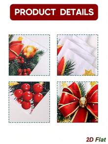 1/2Pcs Christmas Short Curtain,Christmas Window Valance Curtain, Pine Cone & Bow Pattern Window Decor,For Bedroom, Living Room, Kitchen, Winter Wonderland Style, Xmas Party Wall Fence Ornament, Perfect For Festive Holiday Home Daily Use - Multicolor - View 9
