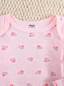 DILAVEL 3pcs Baby Long Sleeve Jumpsuit Set, My First Easter Rabbit Print Baby Girl Jumpsuit Set, Soft Cotton Newborn Baby Girl Jumpsuit - Baby Pink - View 8
