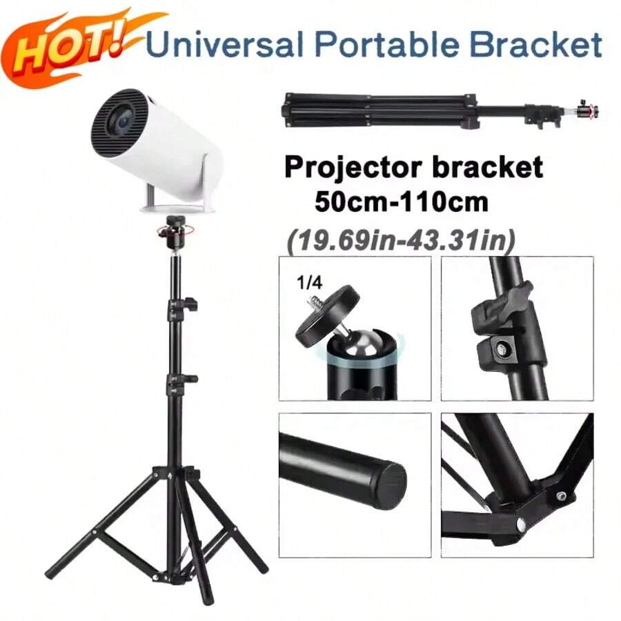 43 Inch Universal Projector Tripod, Retractable Aluminum Alloy Stand, Height Adjustable, 1/4 Metal Universal Head, Suitable For LCD Projectors, Cameras And Mobile Phones - View 1