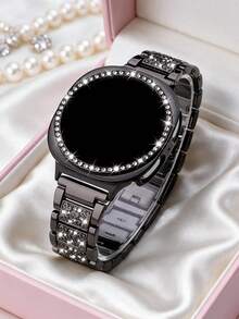 水鑽錶帶 + 錶殼套組，相容於 Galaxy Watch9/8 40mm 與 44mm。優雅時尚亮面金屬水鑽錶帶，防摔防刮水鑽錶殼，適合休閒、派對、商務，女性智慧手錶錶帶與錶殼 - 閃鑽錶帶+錶殼-黑色 - 查看 3