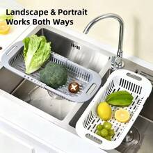 SMEGGEMS Adjustable & Expandable Sink Strainer Basket, Multi-Functional Fruit & Vegetable Colander, Kitchen Prep Tool, Suitable For Washing And Draining Ingredients, Durable Plastic Sink Accessory - View 2