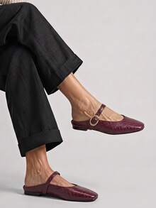 Women Flats - Burgundy - View 1