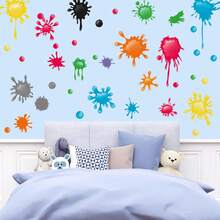 4 buah Stiker Dinding Kreatif Motif Tetesan Tinta Cat, Pola Noda Tinta Percikan Cat Aneka Warna, Dapat Disusun dan Dikombinasikan Secara Bebas, Gaya Artistik, Cocok untuk Kamar Anak, Lingkungan Taman Kanak-kanak, Dekorasi Ruang Kelas Seni, Dinding Latar Belakang Ruang Bermain, dll. - Stiker dinding titik tinta warna-warni - View 4