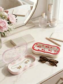 Transparent Floral Print Eyeglass Case, Eye-Catching Portable Shockproof Handheld Eyeglass Storage Box, Vintage Fashion Eyeglass Case, Unisex, Cute Holiday Gift (Random Print Position) - Multicolor - View 5
