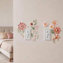 Bộ 2 miếng nhãn dán công tắc hoa tươi 2D phẳng, decal hoa dễ thương trang trí ổ cắm tường cho phòng ngủ và phòng khách - 2pcs - Xem 2