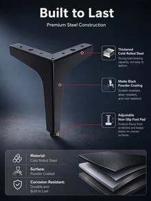 4/2 buah Kaki Furnitur Logam, Hitam, Kaki Pengganti Furnitur Tapered Tahan Tekanan, Cocok Untuk Sofa, Tempat Tidur, Meja Dan Kabinet DIY & Perbaikan - MultiWarna - View 5