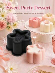 1pc Flower-Shaped Cake Mold, Creative Dessert Baking Pan For Mousse, Pudding, Cheesecake, Chocolate, Birthday, Wedding, Party, Home Kitchen, Easy Release, Decorative Baking Tool, Elegant Design - Black - View 2