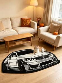 1pc, 2026 New Arrival, Sports Car Silhouette Shaped Decorative Rug, Bedroom Bedside Mat, Gaming Room Boys Room Decor, Autumn/Winter Home Decor Mat, Perfect For Bedroom, Living Room Decoration, Decorative Rug, Bedroom Decor, Small Rug, Carpet, Home Decor, Living Room Carpet, Living Room Small Rug, Bedroom Carpet, Living Room Home Decor, Outdoor Rug, Washable Carpet - Multicolor - View 3