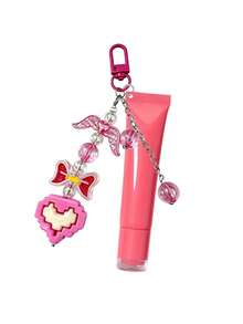 15ml Slanted Mouth Lipstick Tube With Pink Pixel Heart Shaped Keychain, Angel Wings And Rainbow Colored Transparent Beads Pendant, Multi-Functional Bag Charm, Refillable Cosmetic Container, Squeeze Dispenser Bottle, Lip Gloss Keychain, Beauty Tool, Lipstick Bag Charm, Birthday, Back To School Gift, Graduation Gift, Wedding Accessory - Multicolor - View 12