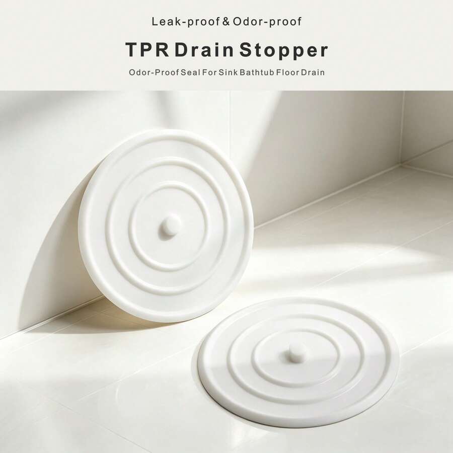 5件組 TPR 排水塞，防臭彈性密封水槽塞，適用於地板排水口、浴缸、浴室洗臉盆和廚房水槽 - 白色 - 查看 1