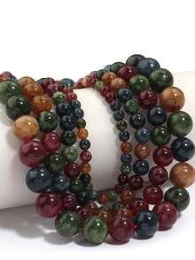 1 Strand 6/8/10mm ﻿Natural Stone Rainbow Tourmaline Round Loose Spacer Beads For Jewelry Making DIY Handmade Bracelet Accessories - Multicolor - View 4