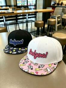 1pc (Random Print) Letter D & Five-Point Star Flat Brim Baseball Cap, Suitable For Street Hip-Hop Style, Outdoor Fashion, Daily Casual Sun Protection, Flat Brim, Versatile For Everyday Wear - Multicolor - View 10