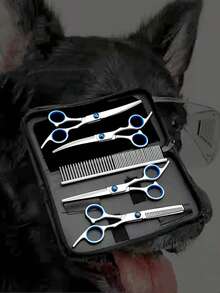 Professional Pet Grooming Scissors Set, Pet Hair Trimming Curved Scissors, Straight Scissors, Bangs Scissors, Nail Clippers, Thinning Scissors, Suitable For Cats, Dogs, Rabbits And Other Pets - Multicolor - View 2