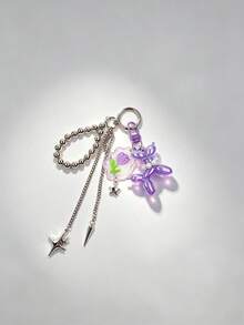 1pc Balloon Dog Rivet Beaded Chain Bag Charm Pendant Keychain, For Women's Shoulder Bag, Tote Bag Charm, Keychain Pendant - Multicolor - View 5