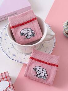 1/2 Pairs Snoopy Socks For Women, Lace Trim Mid-Calf Socks, Red & Pink, Autumn/Winter, Sports Socks, Couple Socks - Multicolor - View 7