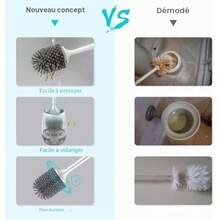 Brosse WC, Brosse de Toilette en Silicone, Balayette WC en Silicone Antibactérienne à Séchage Rapide, Brosse Toilettes à Manche - style comme sur la photo - Voir 6