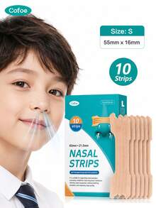Cofoe Nasal Strips For Kids & Children, Extra Strength Nasal Congestion |(55mm X 16mm)| Opens Nose And Increases Nasal Airflow, Helps Relieve Congestion For Better Breathing, Individually Packed Nose Strips For Sleep Aid, Night Use - Beige - View 2