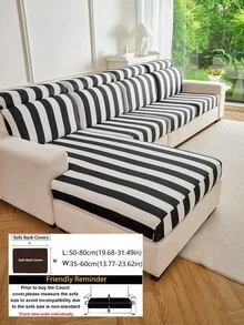 Vertical Stripe Sofa Cushion Slipcover, 1‑Piece Elastic Sofa Seat Cover, Pet Friendly Scratch‑Proof Washable Sofa Protector For 1 2 3 4 Seater & L‑Shape Sectional Sofa, Soft Decorative Furniture Pad - Beige - View 13