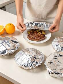 20/30PCS Kitchen Table Meal Aluminium Fum Foil Insulation Lid Freshness Cover, Elastic Mouth Bowl Cover Thermostat Cover, Round Thickened High Temperature Resistant, Easy To Clean And Reusable, Suitable For Family Kitchen, Camping Picnic - Multicolor - View 4