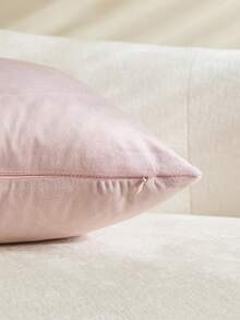 1pc/2pcs Velvet Solid Color Decorative Throw Pillow Cover (Pillow Insert Not Included), Square Cushion Cover, Holiday Home Decor Pillow, Soft & Comfortable Linen-Like Fabric, Modern Decor For Sofa, Bedroom, Dorm - Pink - View 3