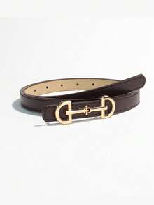 2/1pc New Versatile Minimalist Fashion Thin Belt, Unique Design Buckle, Suitable For Women's Skirts And Pants - Multicolor - View 10