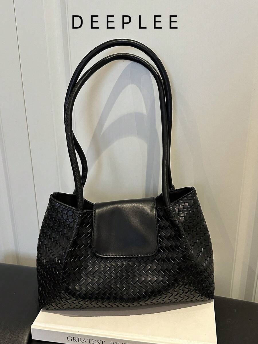 1pc Large Capacity Tote Bag, New Shopping Bag, Woven Texture Commuter Handbag, Can Be Used As Shoulder Bag Or Underarm Bag, Suitable For Women, Ideal For Short Trips, Also A Perfect Gift For Mothers, Lightweight Handbag Blending Classic Casual And Business Casual Styles. It's Very Suitable For Young Women, Able To Easily Adapt To Work Environment, Back To School Season, Middle School/High School/College Life And Holiday Travel.