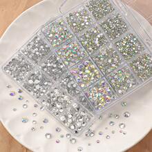 12-Grid Glass Rhinestone Set SS4-SS30 Multi-Color Flat Back Rhinestones Super Shiny Nail Art Phone Case Clothing DIY Decoration Accessories - SS4-sS30 - View 1