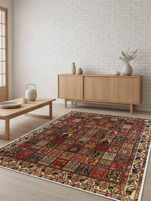 Digitally Printed Non-Slip Washable Runner And Area Rug Living Room Carpet, Modern Design | Modern, Scandinavian, Bohemian And Classic Styles | 100% Polyester - Red - View 3