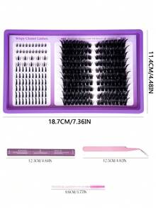 D-Curl, Spikes Wispy Lashes, DIY Eyelash Extension Tool Set. Lash Clusters,DIY False Lashes Set,With Bond&Seal, Tweezers, Brush, Lightweight & Soft & Natural, For Home DIY, Lash Cluters Kit, Clusher Lashes, Lash Book, Eyelashes - Black - View 2