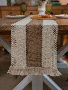 1pc Bohemian Style Woven Placemat, Rustic Farmhouse Burlap Table Mat With Tassels, Nordic Style Table Decor Mat, Coffee Table Mat, Home Bowl & Plate Mat, Home Decor - Multicolor - View 13