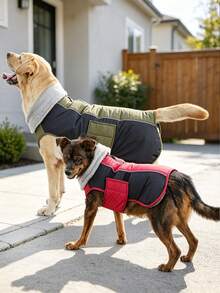 Winter Warm Dog Jacket, Reflective Dog Jacket, High Neck Pet Cold Weather Clothing, Thick Fleece Dog Snow Clothing, Christmas Vest Clothing, Suitable For Small And Medium-Sized Dogs - Red - View 3