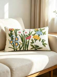 1入精美刺繡花園圖案坐墊套，不含內芯，多種尺寸和形狀適用於大多數房間 - 彩色 - 查看 6