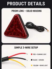 XF.Meraki F1 Style Brake Light, Daytime Running Light, Fog Light, Rear Tail Light, Third Brake Light, Waterproof Triangle Warning Flashing Light, 12 LED, Universal Motorcycle Truck Safety Stop Accessory - A - View 7