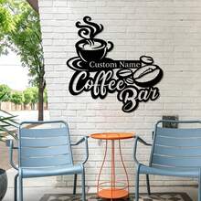 1pc Personalized Coffee Bar Sign, Customized Metal Wall Decor, Suitable For Kitchen, Cafe Decoration, Housewarming Gift For Coffee Lovers, Vintage Style Hanging Plaque - Black - View 8