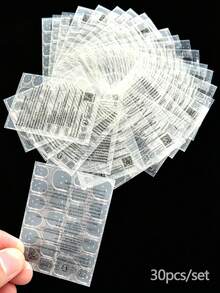 30pcs/Set Breathable Double-Sided Adhesive Stickers, Suitable For Nail Jelly Glue, DIY Nail Art Stickers, Nail Art Tools - Clear - View 1