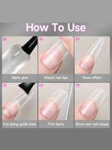 UR SUGAR 240Pcs Long Pre‑Shaped Full‑Cover False Nail Tips, 12 Sizes Acrylic Soak‑Off Nail Extension Tips, Multi‑Size Press‑On Manicure Supplies For Home DIY & Professional Salon - Clear - View 11