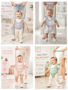 Grow-With-Me Baby Walking Harness All Seasons Adjustable Straps Breathable Mesh Anti-Fall Toddler Walking Assistant Stand Training Belt - Light Grey - View 8
