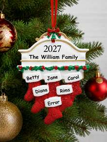 Personalized Family Christmas Decorations, Customized Family Name, Year And Name, Fireplace Stocking Holder Tree Hanging Ornament, Holiday Family Gift - Multicolor - View 4