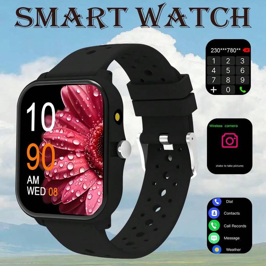 NcmRyu [Smart Watch]Unisex Smart Watch, Comfortable Silicone Strap, Supports Answering Calls, Message Notifications, Music Control, Alarm, 180mAh Battery, 1.83-Inch Full Screen Touchscreen, Compatible With Android And IOS Systems, Sports Style, Suitable For World Cup Party And Gifts For Couples, Elders, Friends, Classmates And Other Holidays