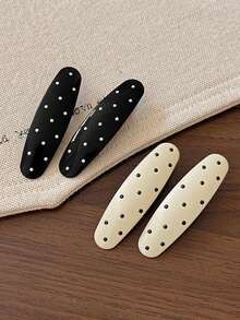 2pcs/1pc Women's 2.17 Inch/5.5cm Polka Dot Water Drop Glossy Lightweight Plastic Hair Clips, Minimalist Elegant Side Bang Hair Clips, Suitable For Daily Wear - Multicolor - View 9