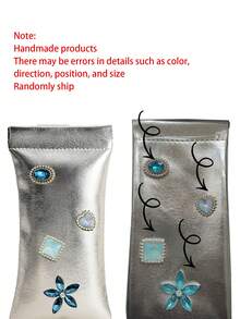 Silver Handheld Wallet With Snap Closure, Star & Heart Charm, Compact Digital Accessory Storage Bag, Silver Small Pouch, Women's Makeup Bag, Snap Pouch, Portable Data Cable Storage Bag, Cosmetic Storage Bag, Card Holder, Mini Toiletries Storage Bag, Travel Portable Fashion Glasses Storage Bag, Auto-Closing Design, Convenient For Daily Use, Perfect As Halloween, Thanksgiving Gift For Friends, Family, Best Friends - Multicolor - View 9