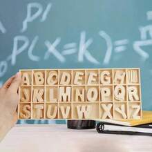 130pcs Wooden Craft Alphabet Set With Storage Tray, Blank Wooden Alphabet Letters, Learning Gift, Home Decor, Valentine's Day, Birthday, Graduation Gift (Upgraded Thicker) - Wood Color - View 13
